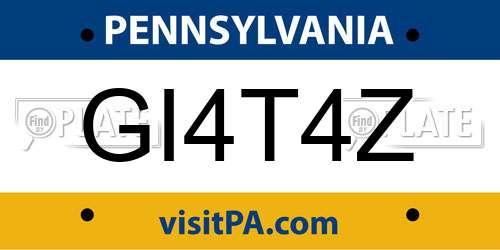 GI4T4Z Pennsylvania License Plate