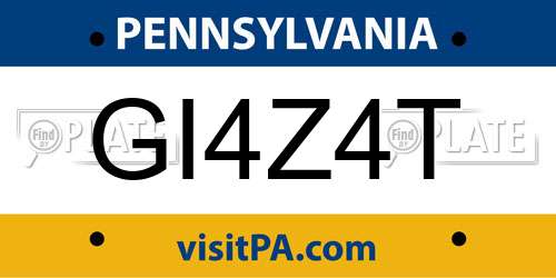 GI4Z4T Pennsylvania License Plate