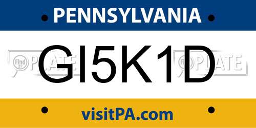 GI5K1D Pennsylvania License Plate