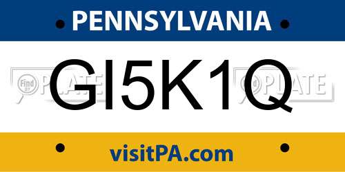 GI5K1Q Pennsylvania License Plate