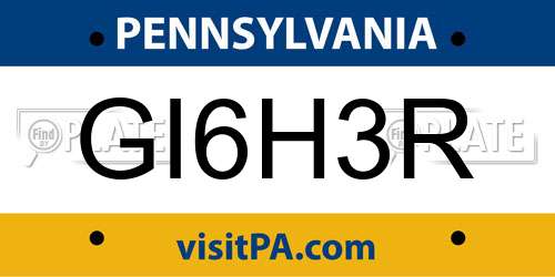 GI6H3R Pennsylvania License Plate