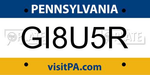 GI8U5R Pennsylvania License Plate