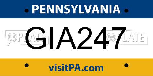 GIA247 Pennsylvania License Plate