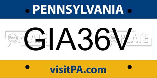 GIA36V Pennsylvania License Plate