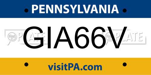 GIA66V Pennsylvania License Plate