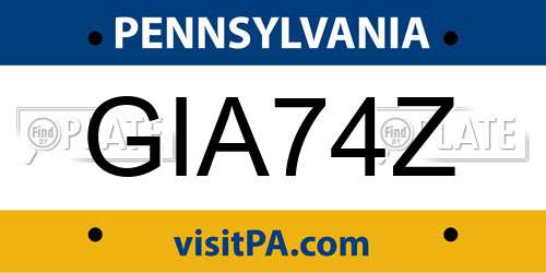 GIA74Z Pennsylvania License Plate