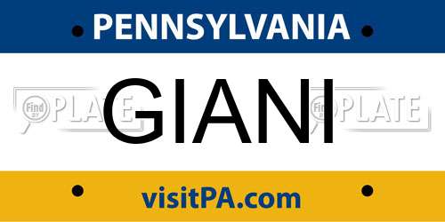 GIANI Pennsylvania License Plate