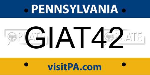 GIAT42 Pennsylvania License Plate