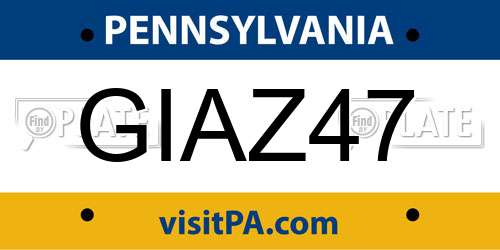 GIAZ47 Pennsylvania License Plate