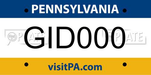GID000 Pennsylvania License Plate