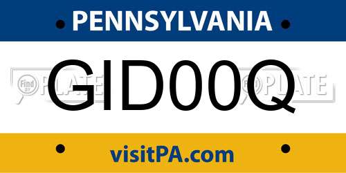 GID00Q Pennsylvania License Plate