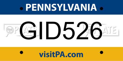GID526 Pennsylvania License Plate