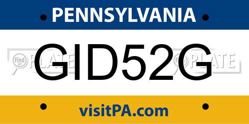 GID52G Pennsylvania License Plate