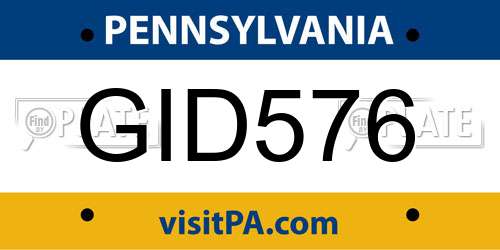 GID576 Pennsylvania License Plate
