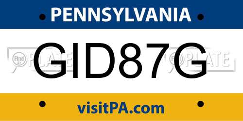 GID87G Pennsylvania License Plate