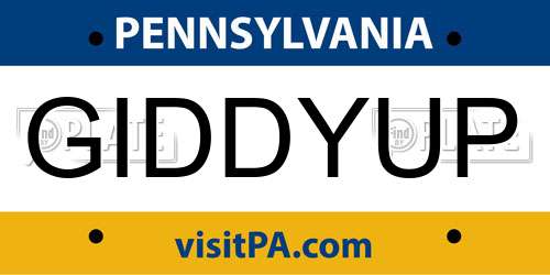 GIDDYUP Pennsylvania License Plate