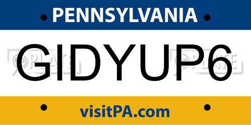GIDYUP6 Pennsylvania License Plate
