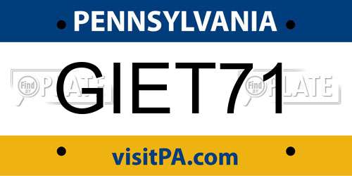 GIET71 Pennsylvania License Plate