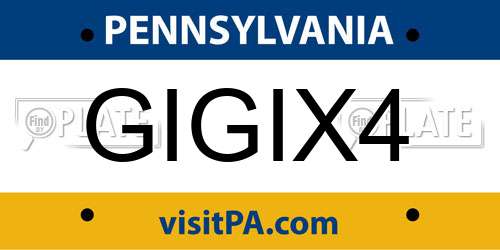 GIGIX4 Pennsylvania License Plate