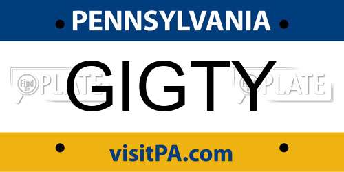 GIGTY Pennsylvania License Plate