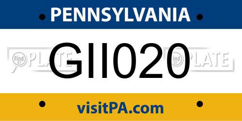 GII020 Pennsylvania License Plate