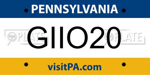 GIIO20 Pennsylvania License Plate