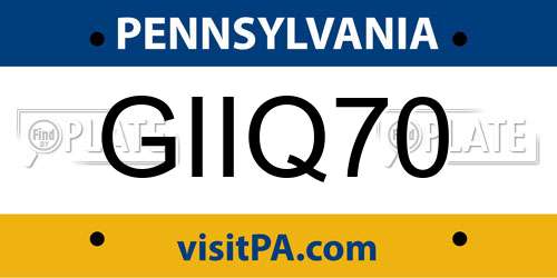 GIIQ70 Pennsylvania License Plate