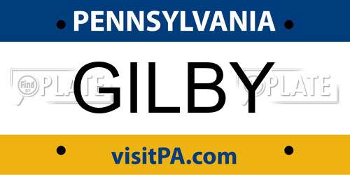 GILBY Pennsylvania License Plate