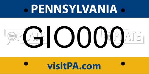 GIO000 Pennsylvania License Plate
