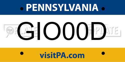 GIO00D Pennsylvania License Plate