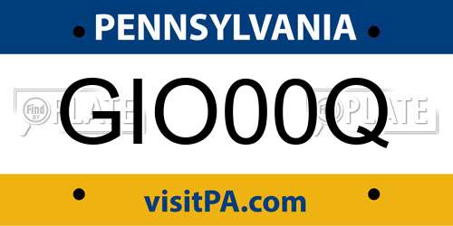 GIO00Q Pennsylvania License Plate