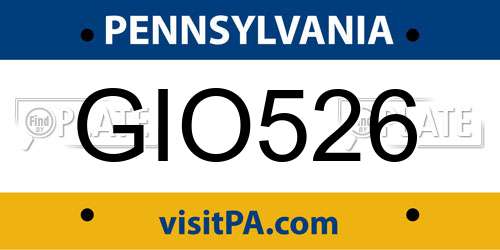 GIO526 Pennsylvania License Plate