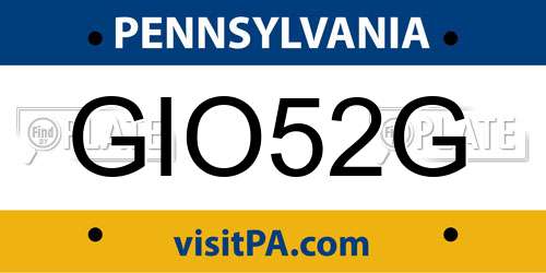 GIO52G Pennsylvania License Plate