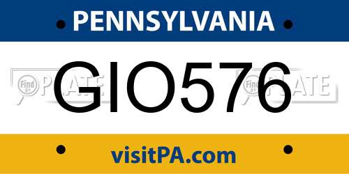 GIO576 Pennsylvania License Plate