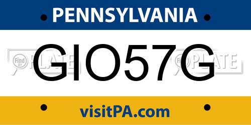 GIO57G Pennsylvania License Plate