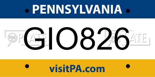 GIO826 Pennsylvania License Plate