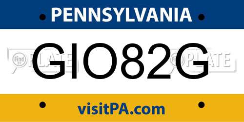 GIO82G Pennsylvania License Plate