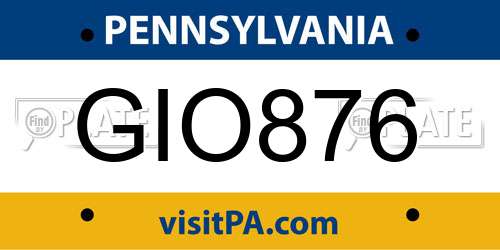 GIO876 Pennsylvania License Plate