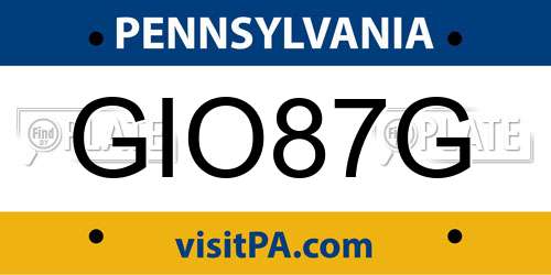 GIO87G Pennsylvania License Plate