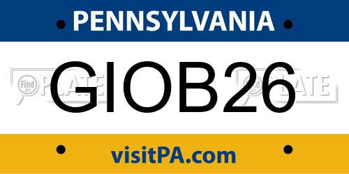 GIOB26 Pennsylvania License Plate