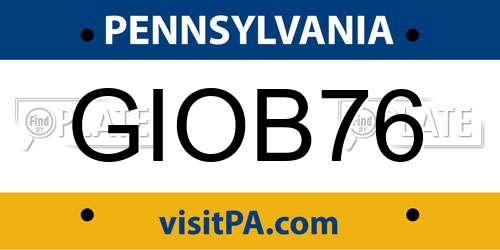 GIOB76 Pennsylvania License Plate
