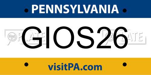 GIOS26 Pennsylvania License Plate
