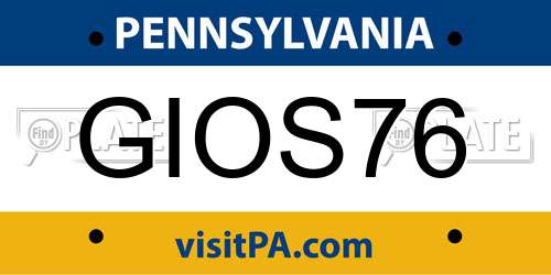 GIOS76 Pennsylvania License Plate