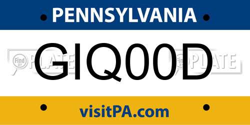 GIQ00D Pennsylvania License Plate