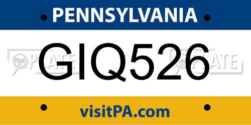 GIQ526 Pennsylvania License Plate