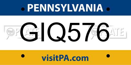 GIQ576 Pennsylvania License Plate
