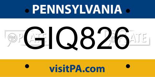 GIQ826 Pennsylvania License Plate