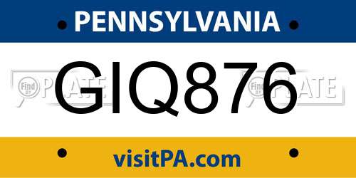 GIQ876 Pennsylvania License Plate