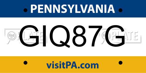 GIQ87G Pennsylvania License Plate