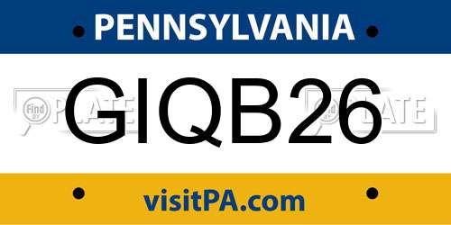 GIQB26 Pennsylvania License Plate